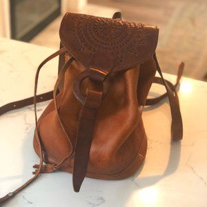 Vintage Tooled Leather Backpack